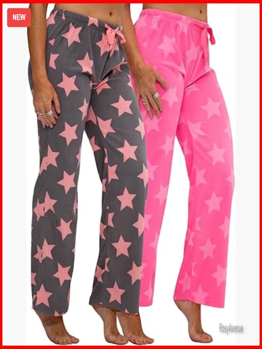 2 Pack Plush Fleece Pajama Pants with Drawstring Waist